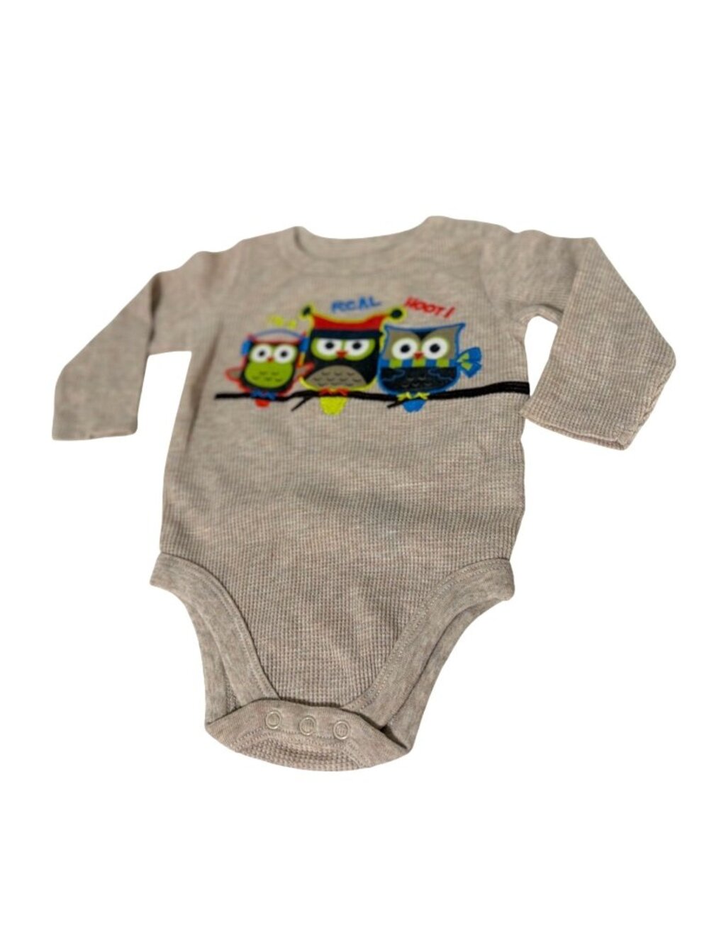 Garanimals Boys INfant Baby Size 3 6 months Thermal Long Sleeve Bodysuit Beige O